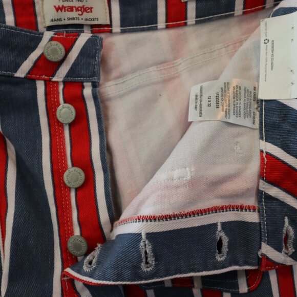 Wrangler Jeans High Rise Fierce Flare Red White Blue Striped Womens Size 12 - Picture 9 of 10